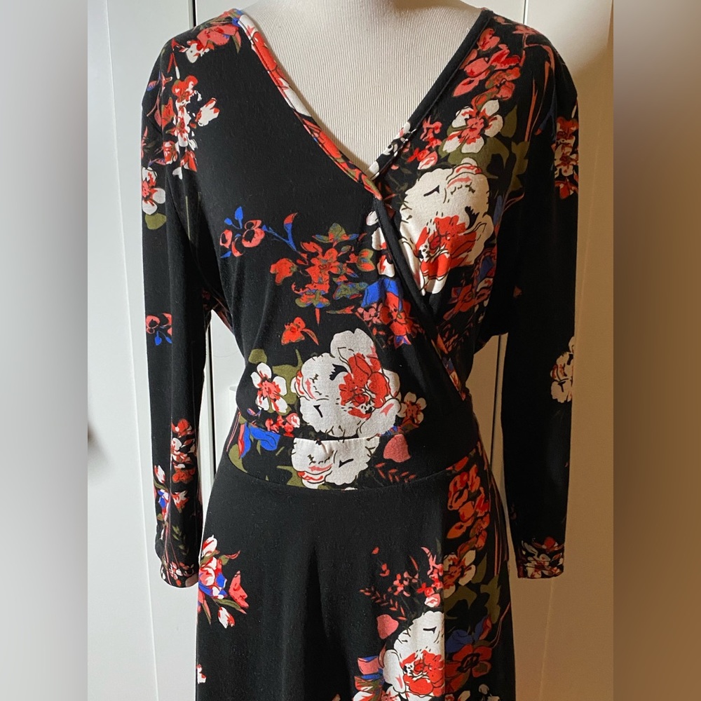 Floral Faux Wrap Dress